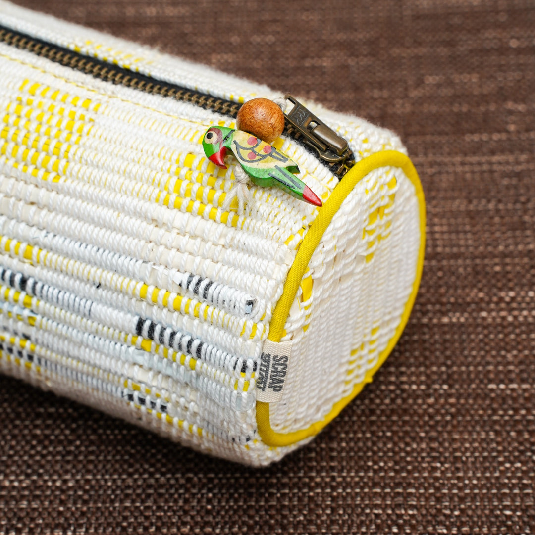 Upcycled Yellow Zip Pouch | Multipurpose | Metal Zipper | Handcrafted