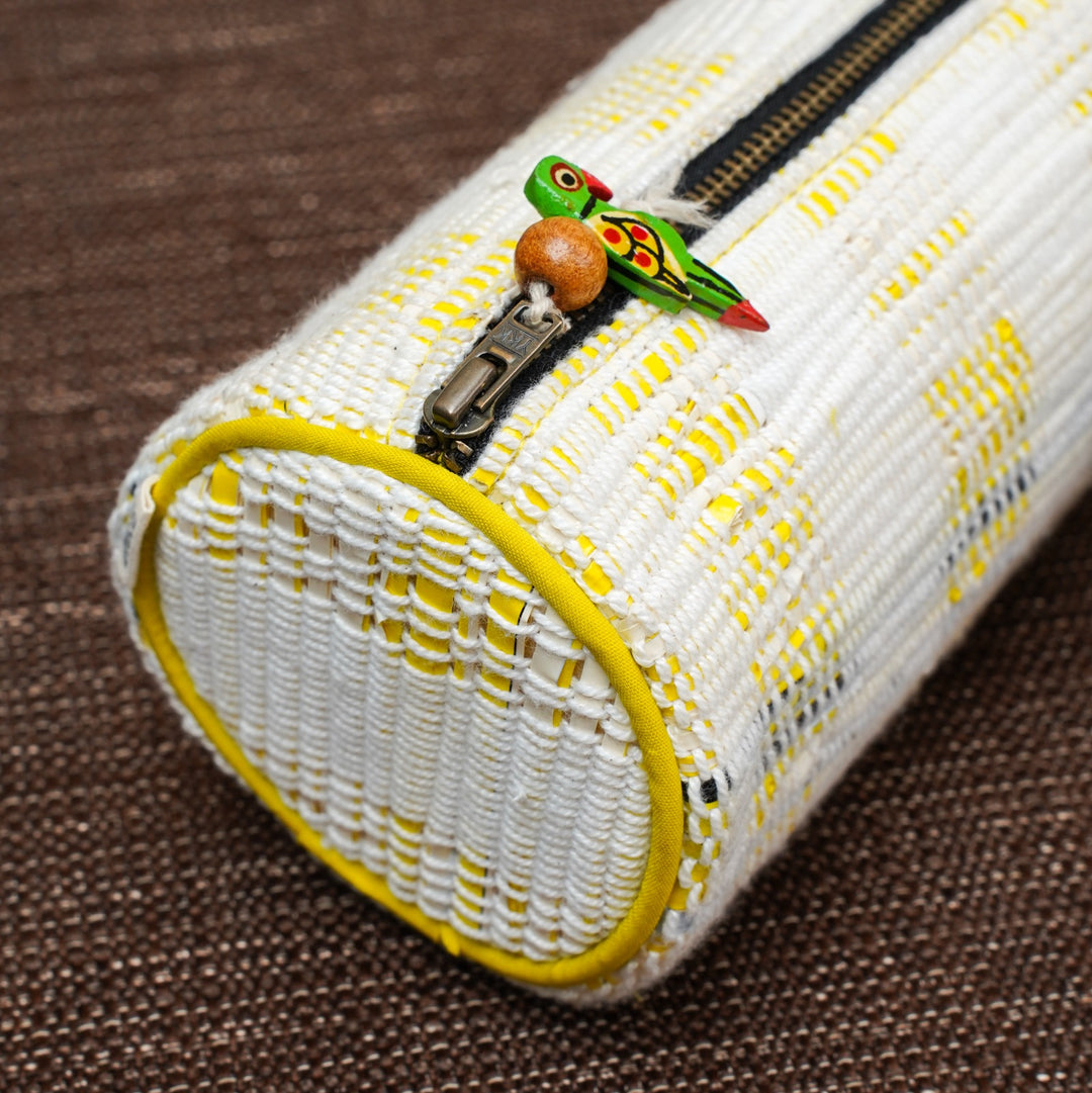 Upcycled Yellow Zip Pouch | Multipurpose | Metal Zipper | Handcrafted