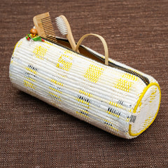 Upcycled Yellow Zip Pouch | Multipurpose | Metal Zipper | Handcrafted