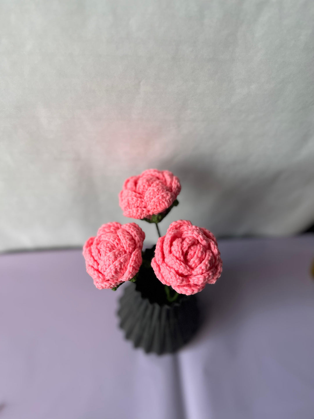 Ishmades Crochet Pink Rose Stick
