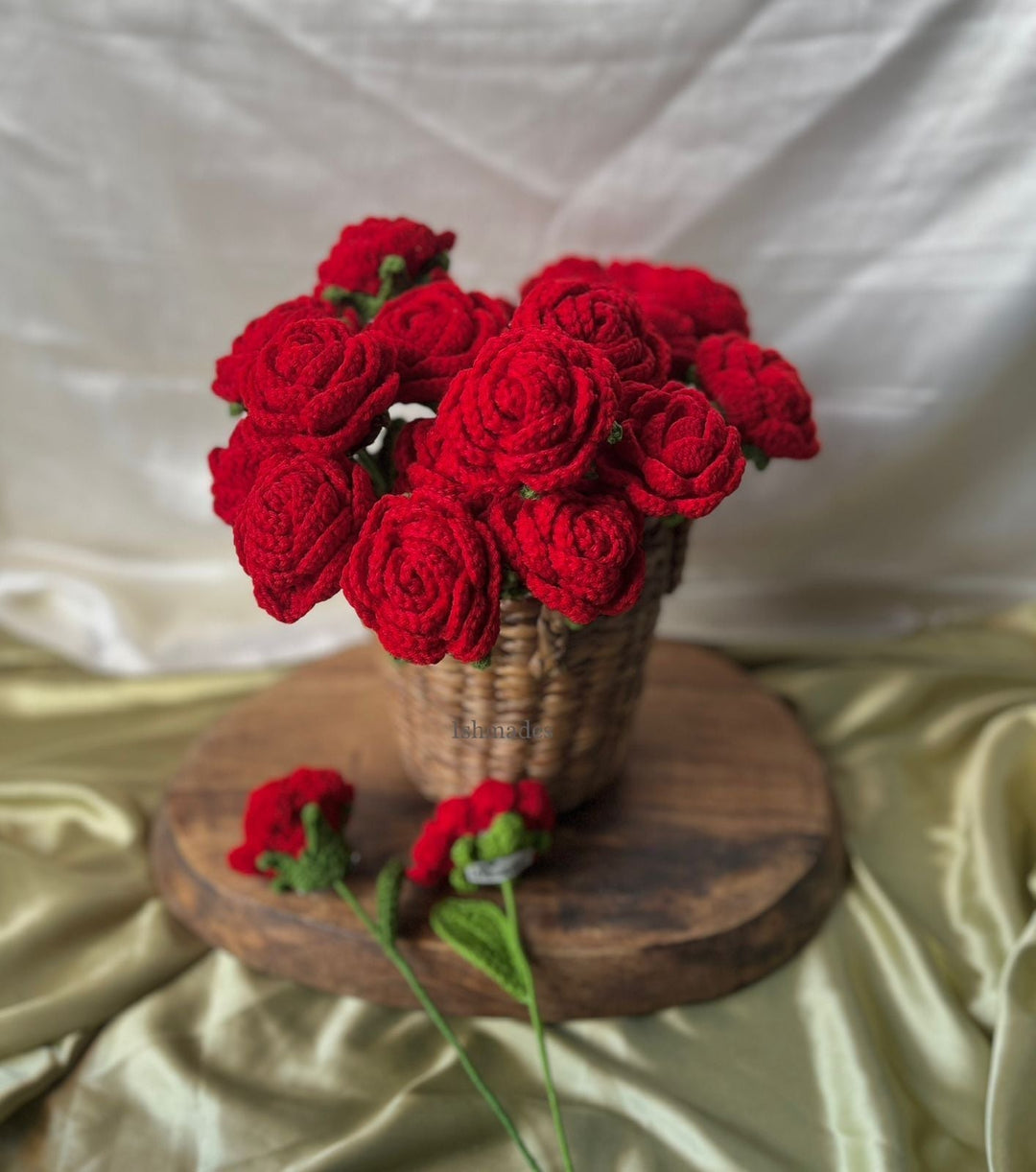 Ishmades Crochet Red Rose Stick