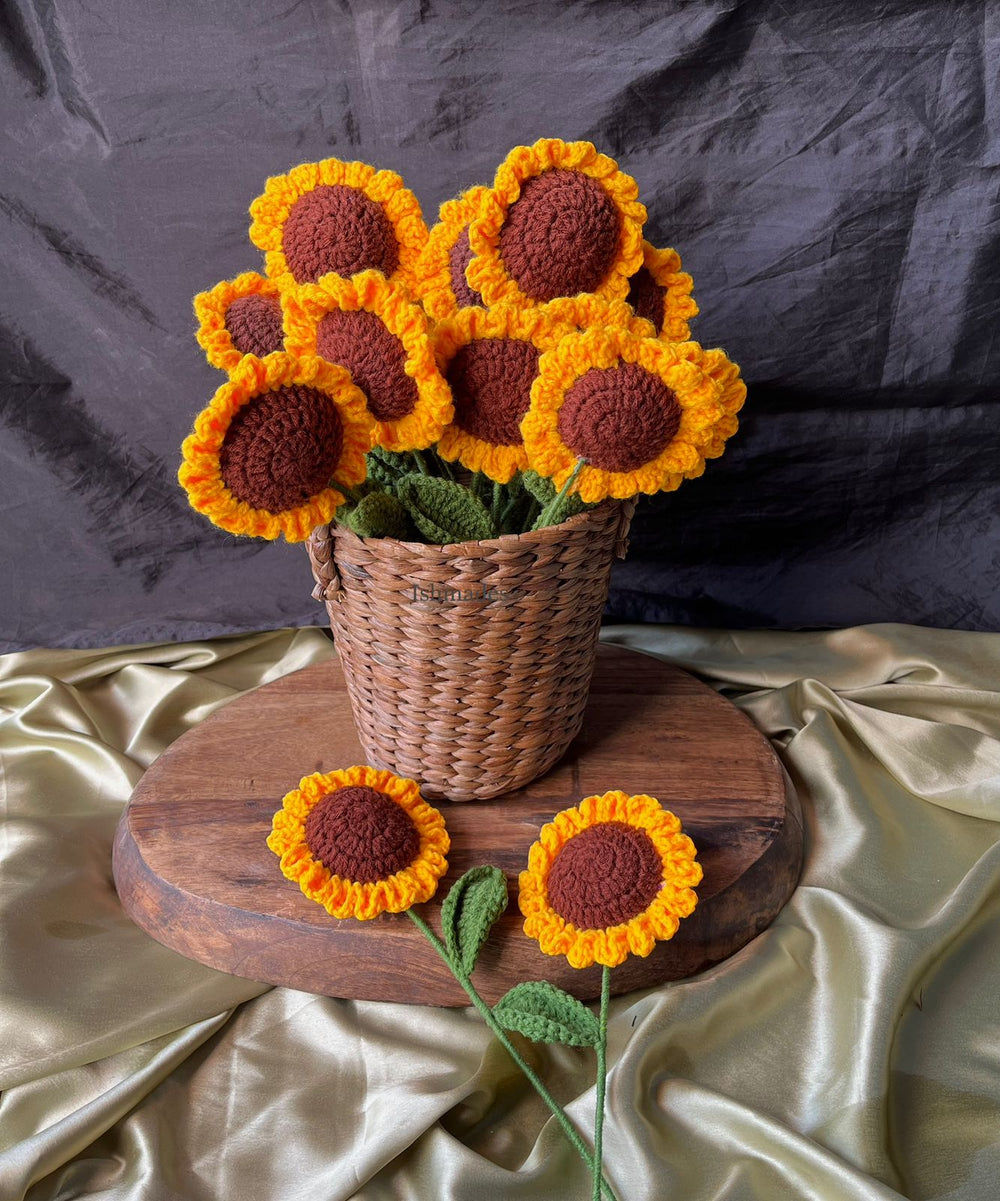 Ishmades Crochet sunflower stick