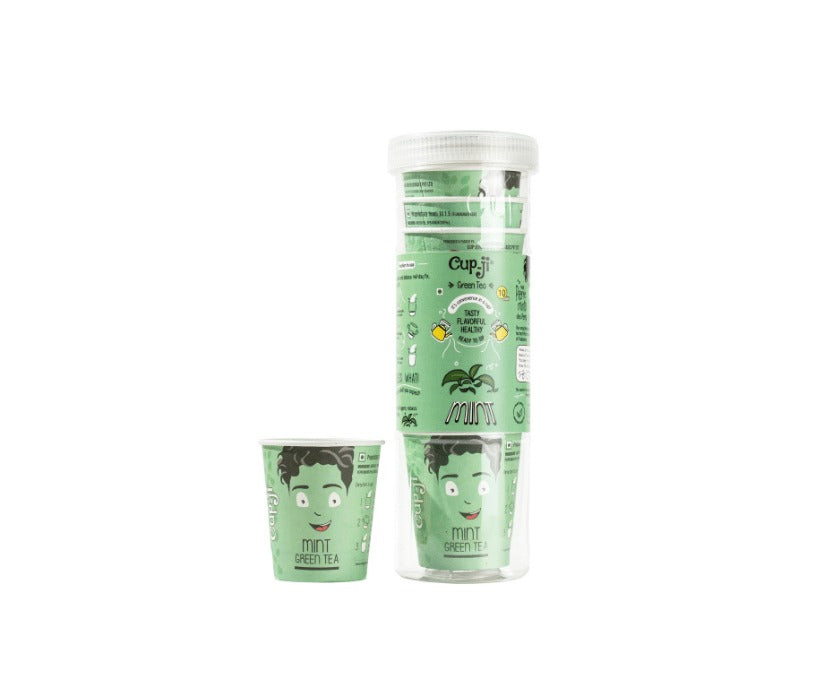 Cup-Ji Mint Green Tea 10 Cups Jar