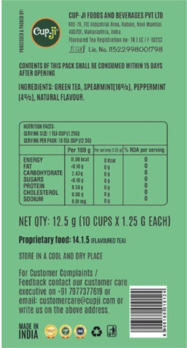 Cup-Ji Mint Green Tea 10 Cups Jar