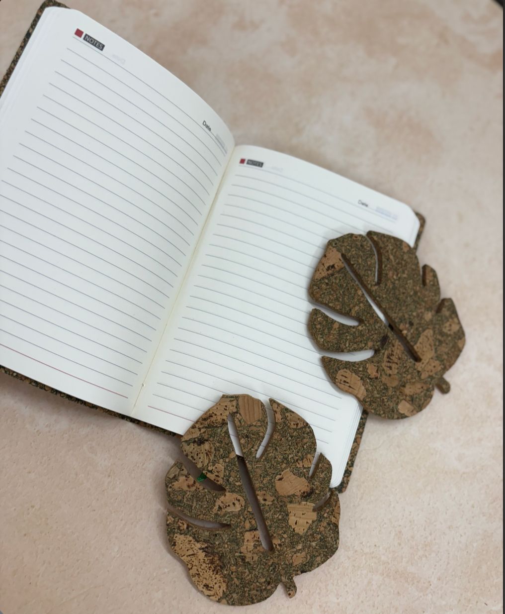 MiRa Gifting Solutions Cork Diary with Leaf Cork Coaster (Set of 4)
