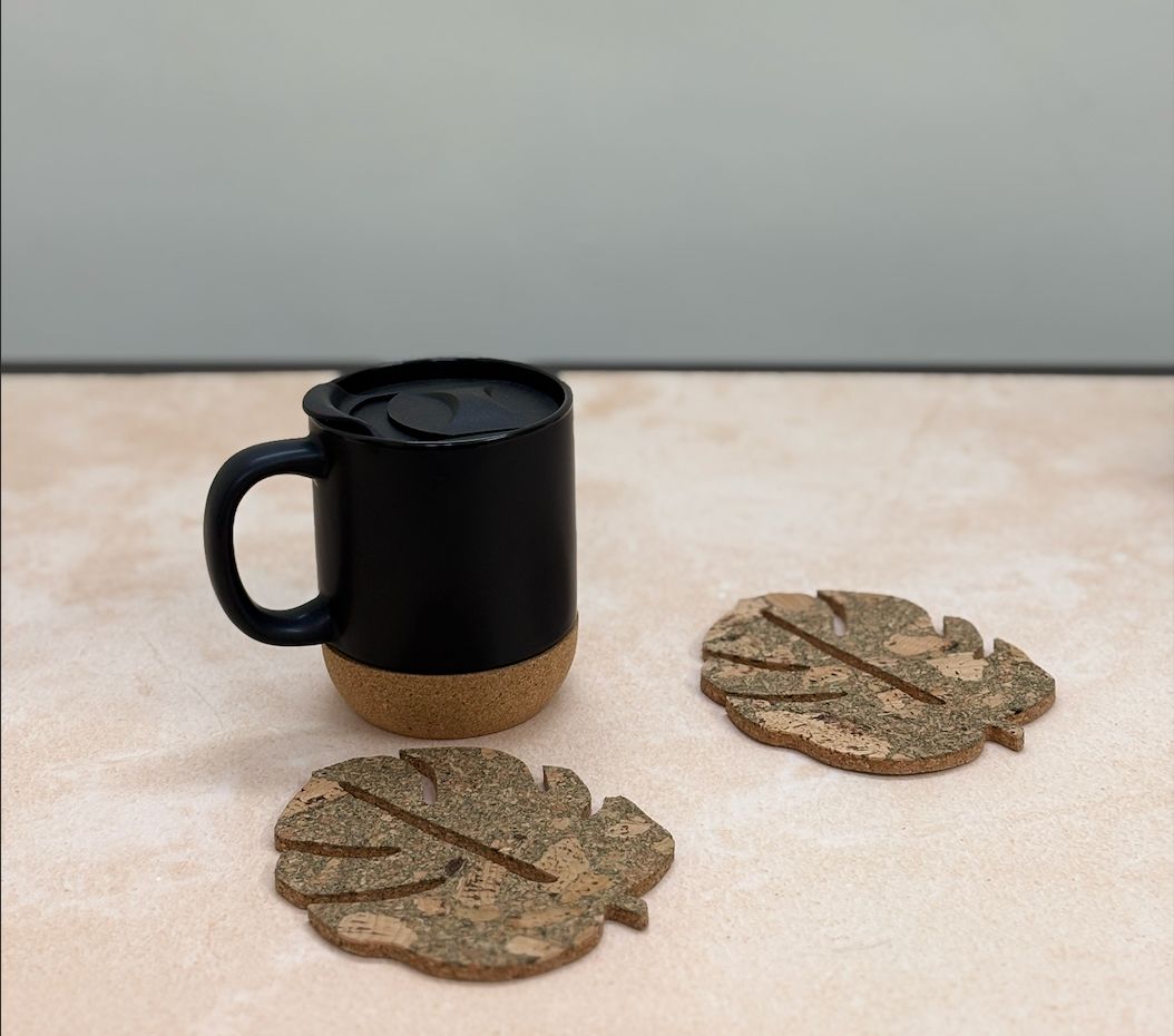 MiRa Gifting Solutions Cork Coffee Mug with Leaf Coasters (Set of 4)