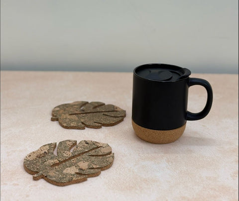 MiRa Gifting Solutions Cork Coffee Mug with Leaf Coasters (Set of 4)