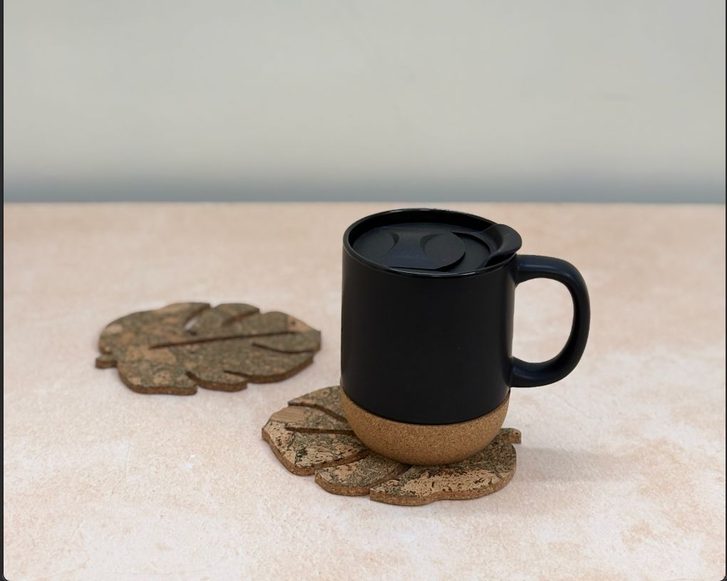 MiRa Gifting Solutions Cork Coffee Mug with Leaf Coasters (Set of 4)