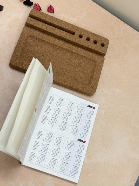 MiRa Gifting Solutions Cork Ipad Desk Organizer with Hand Printed Diary