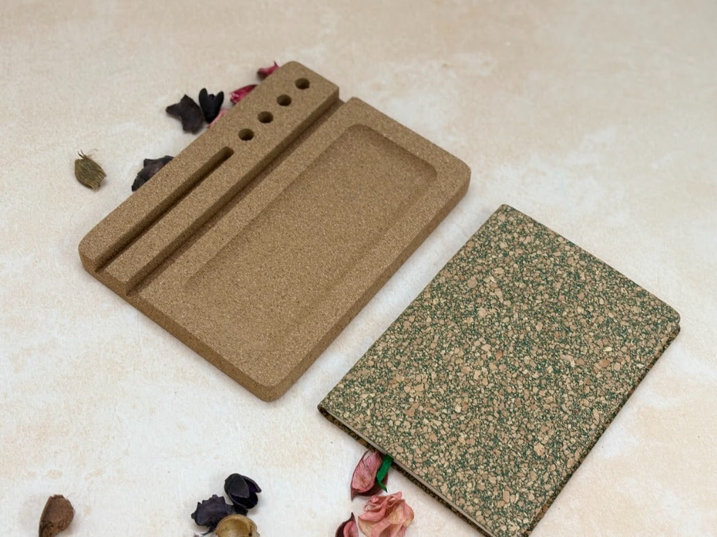 MiRa Gifting Solutions Cork Ipad Desk Organizer with Green Cork Diary