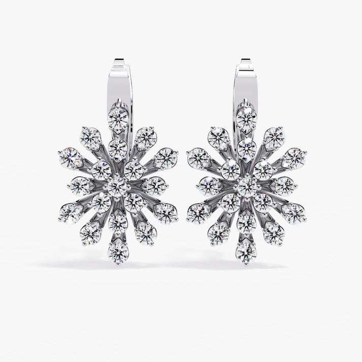 Diamond By Tilesh Snowflake-Inspired Diamond Earrings – Round Brilliant Cut