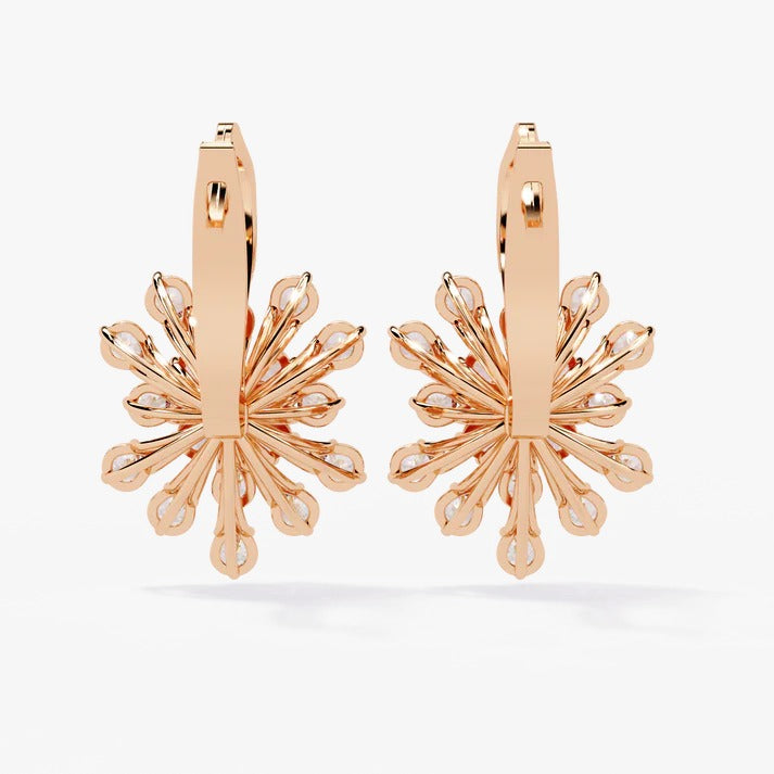 Diamond By Tilesh Snowflake-Inspired Diamond Earrings – Round Brilliant Cut