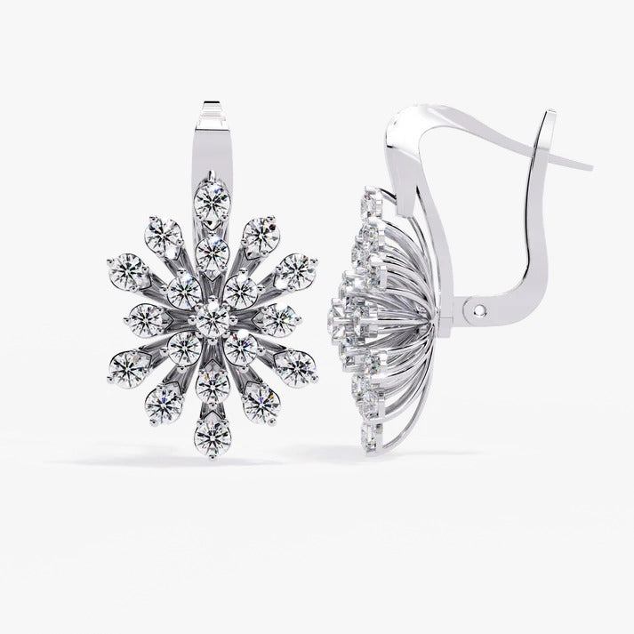 Diamond By Tilesh Snowflake-Inspired Diamond Earrings – Round Brilliant Cut