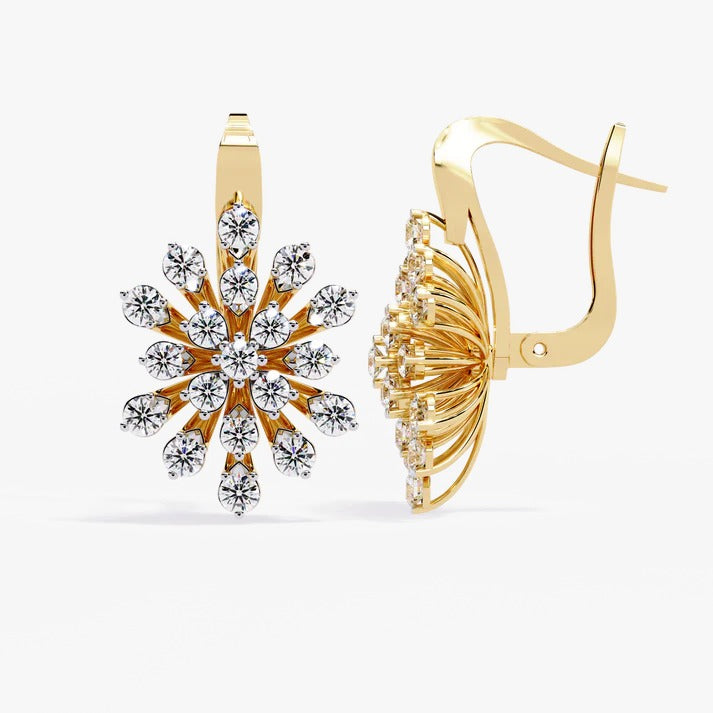 Diamond By Tilesh Snowflake-Inspired Diamond Earrings – Round Brilliant Cut