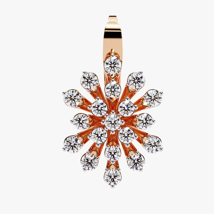 Diamond By Tilesh Snowflake-Inspired Diamond Earrings – Round Brilliant Cut