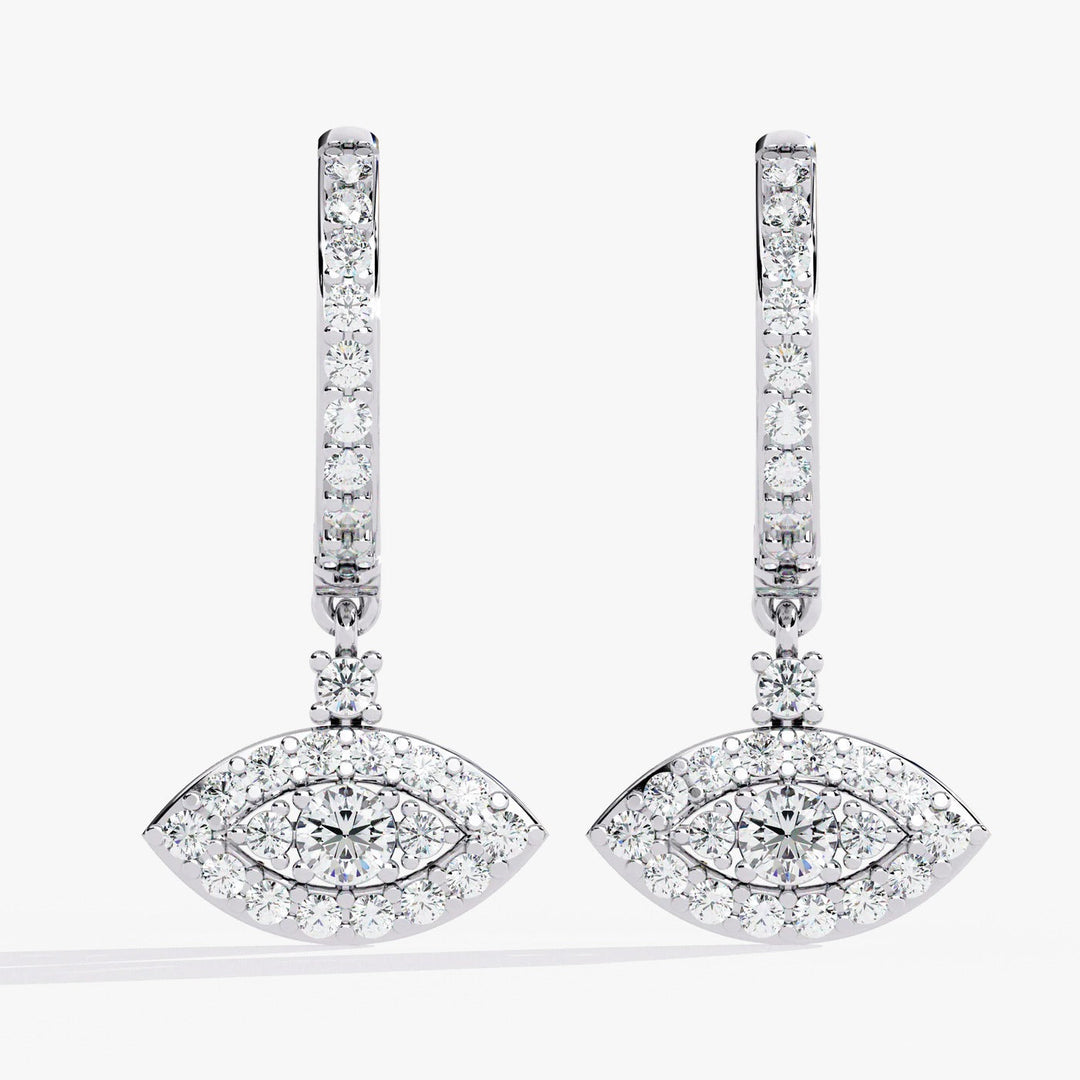Diamond By Tilesh Evil Eye Diamond Drop Earrings – Dual Halo Design