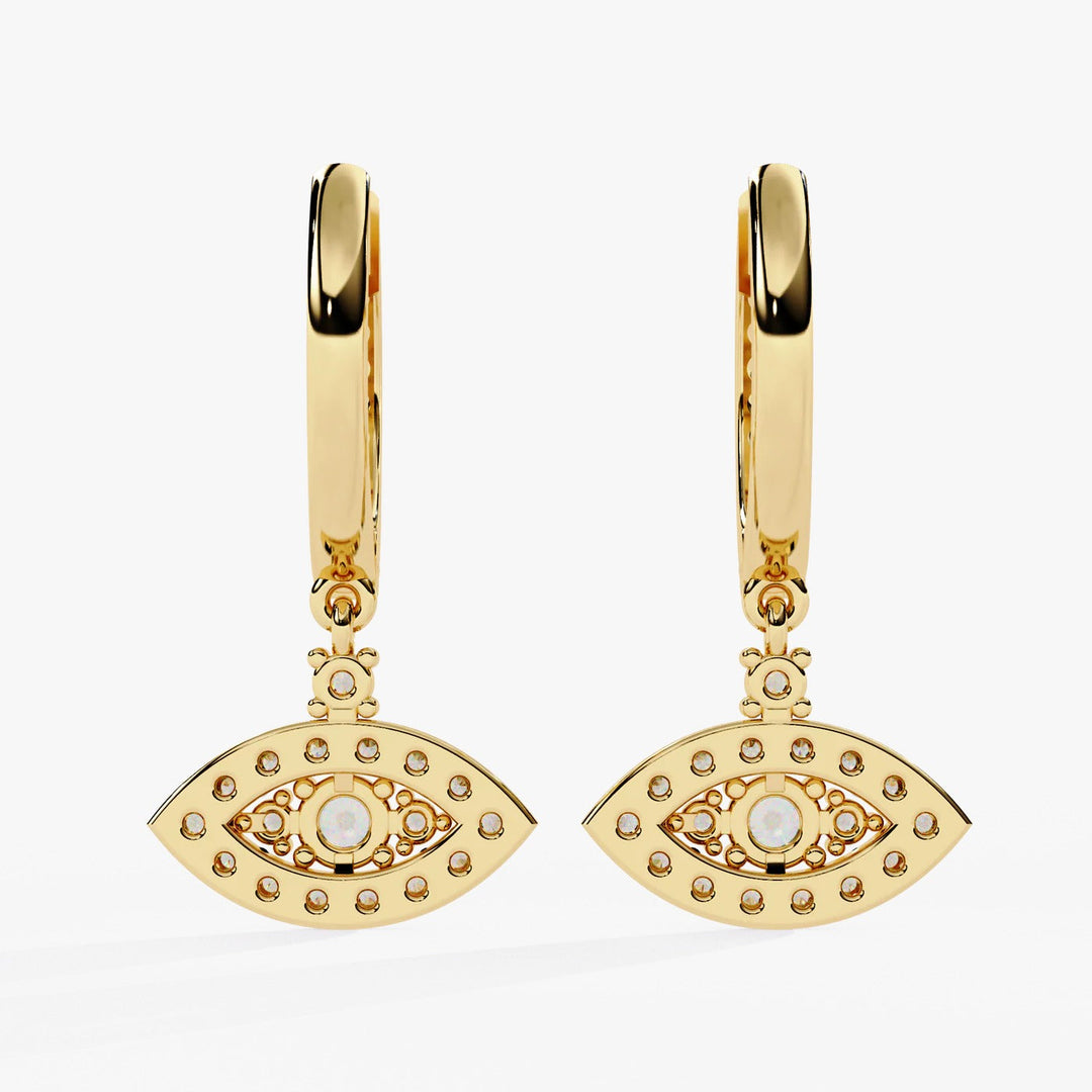 Diamond By Tilesh Evil Eye Diamond Drop Earrings – Dual Halo Design