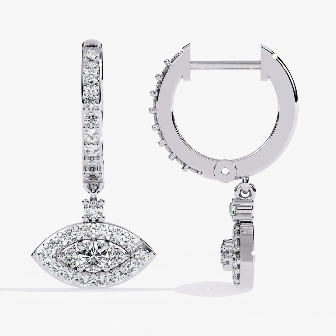 Diamond By Tilesh Evil Eye Diamond Drop Earrings – Dual Halo Design