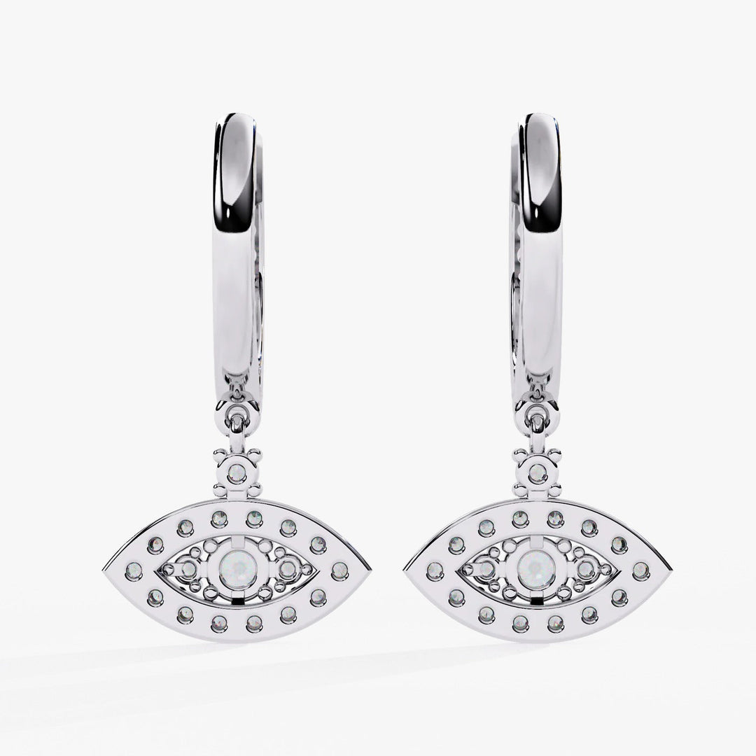 Diamond By Tilesh Evil Eye Diamond Drop Earrings – Dual Halo Design
