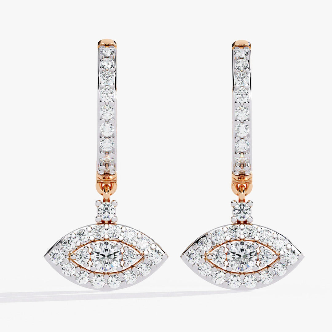 Diamond By Tilesh Evil Eye Diamond Drop Earrings – Dual Halo Design