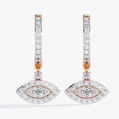 Diamond By Tilesh Evil Eye Diamond Drop Earrings – Dual Halo Design