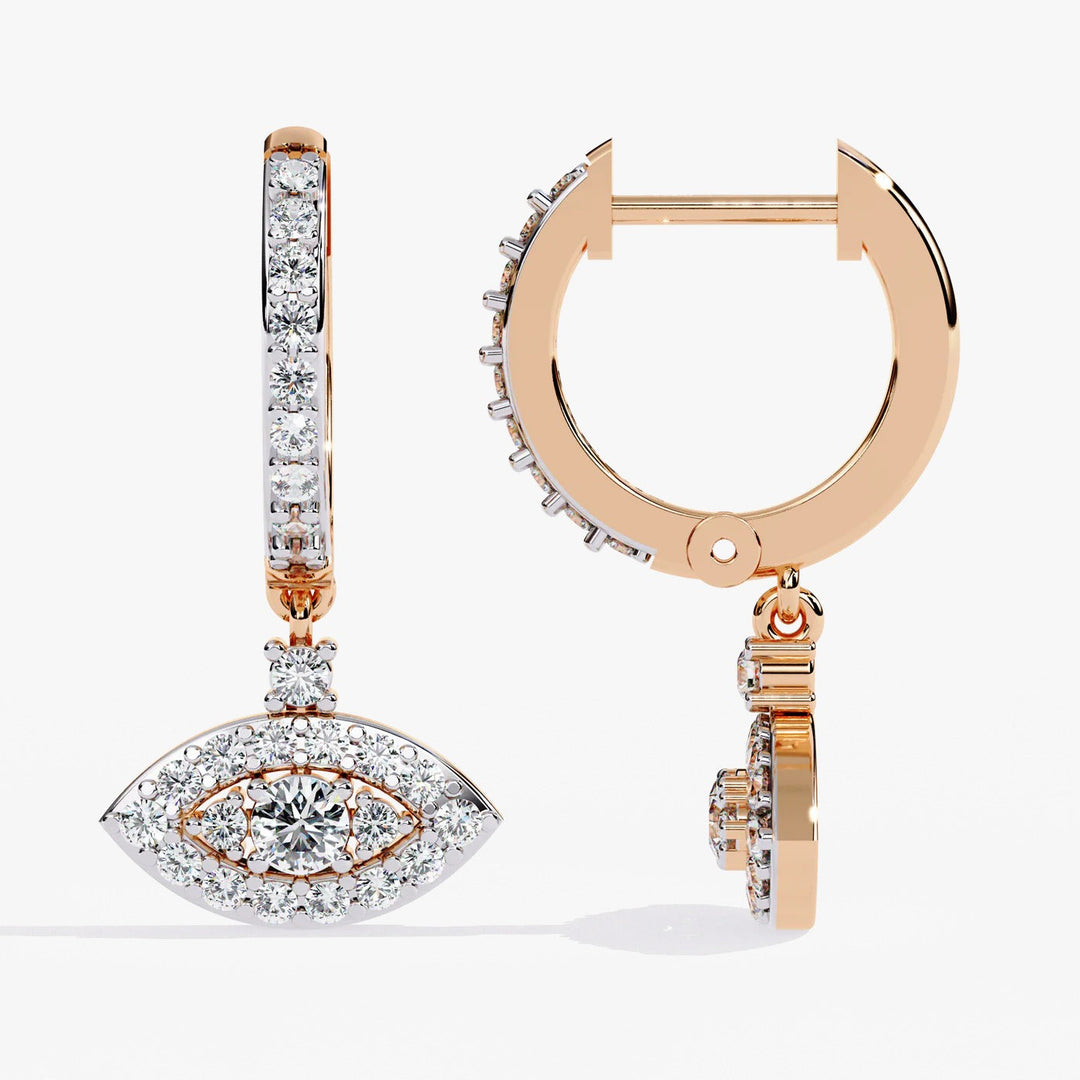 Diamond By Tilesh Evil Eye Diamond Drop Earrings – Dual Halo Design