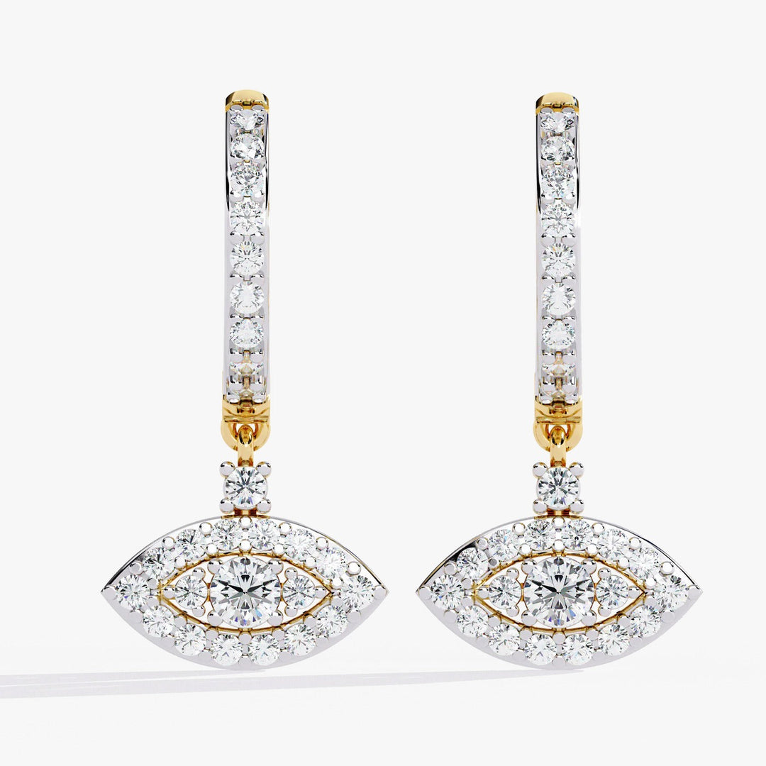 Diamond By Tilesh Evil Eye Diamond Drop Earrings – Dual Halo Design