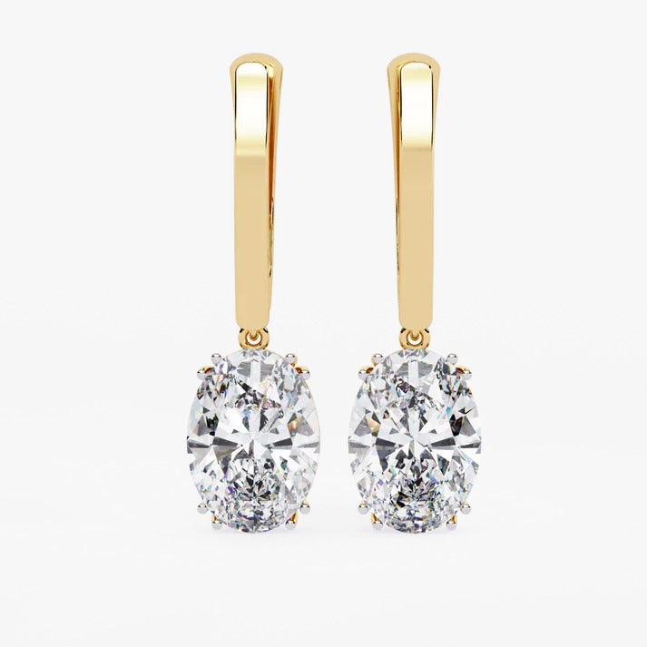 Diamond By Tilesh Oval Solitaire Drop Earrings – Classic Elegance with Filigree Detailing