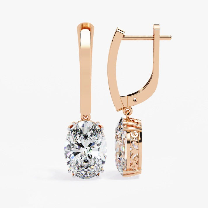 Diamond By Tilesh Oval Solitaire Drop Earrings – Classic Elegance with Filigree Detailing