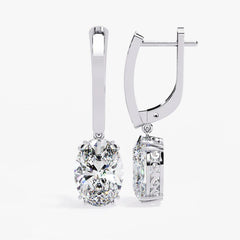 Diamond By Tilesh Oval Solitaire Drop Earrings – Classic Elegance with Filigree Detailing