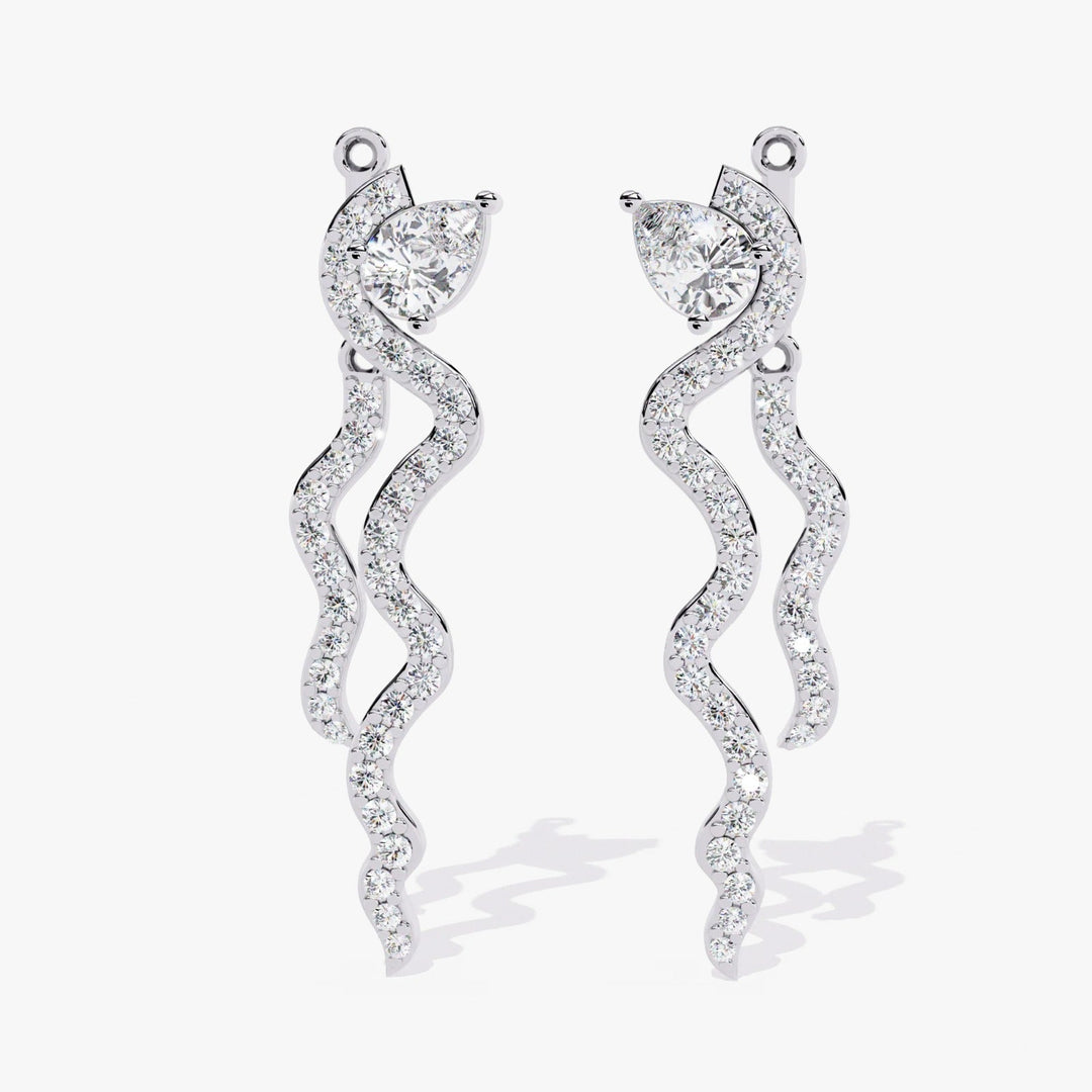 Diamond By Tilesh Wave-Form Diamond Earrings with Pear-Cut Top – Modern Glamour