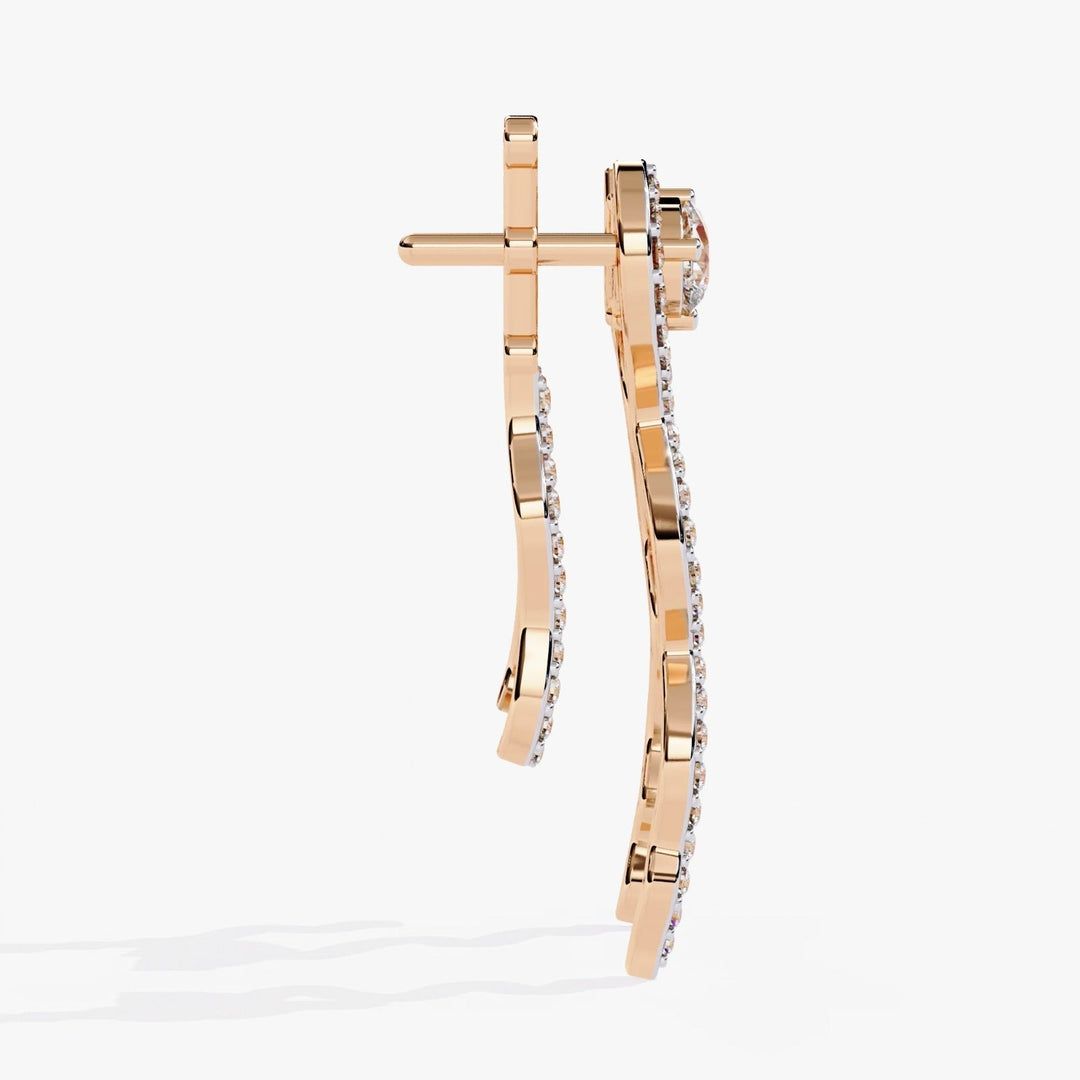 Diamond By Tilesh Wave-Form Diamond Earrings with Pear-Cut Top – Modern Glamour