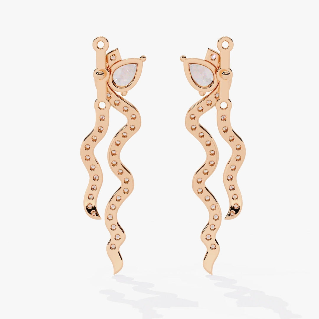 Diamond By Tilesh Wave-Form Diamond Earrings with Pear-Cut Top – Modern Glamour