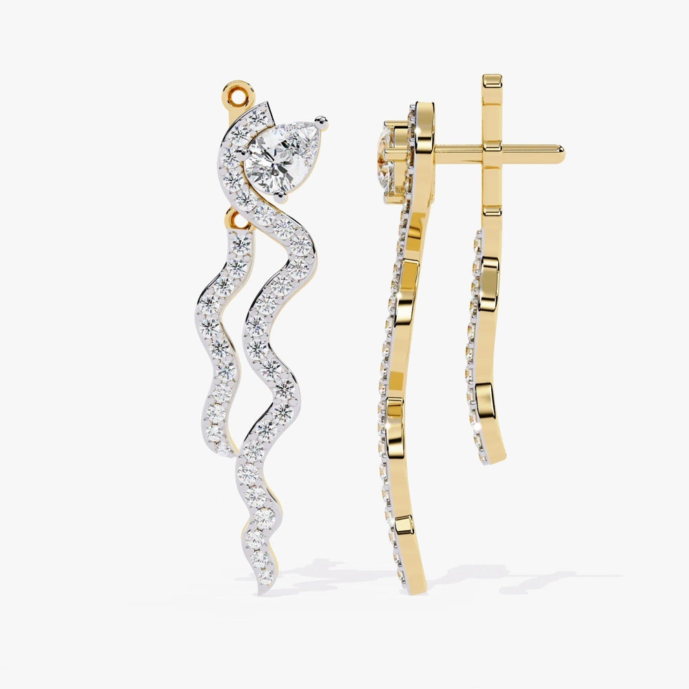 Diamond By Tilesh Wave-Form Diamond Earrings with Pear-Cut Top – Modern Glamour