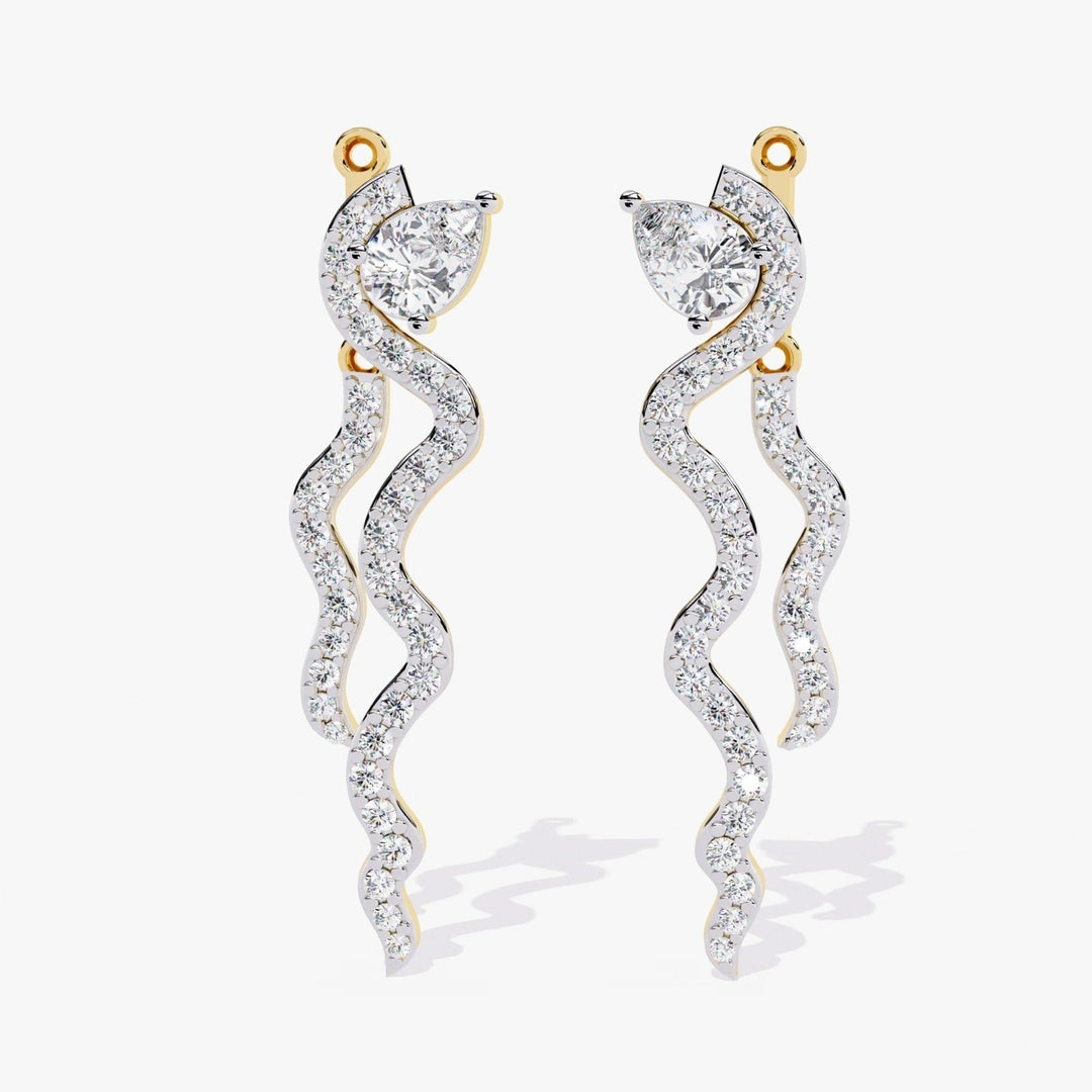 Diamond By Tilesh Wave-Form Diamond Earrings with Pear-Cut Top – Modern Glamour