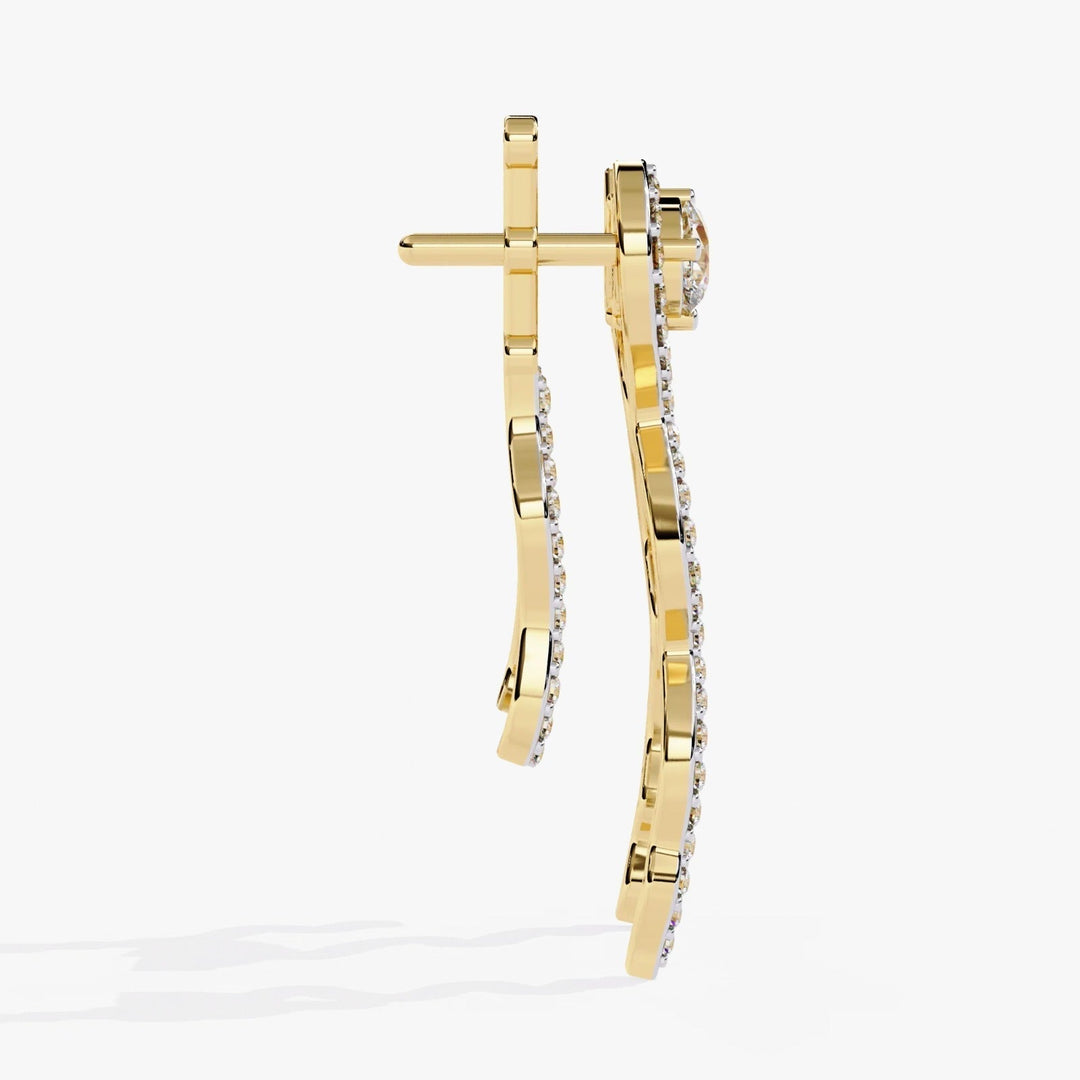 Diamond By Tilesh Wave-Form Diamond Earrings with Pear-Cut Top – Modern Glamour