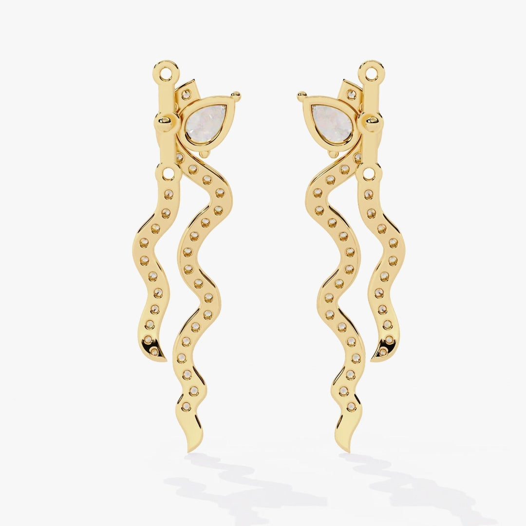 Diamond By Tilesh Wave-Form Diamond Earrings with Pear-Cut Top – Modern Glamour