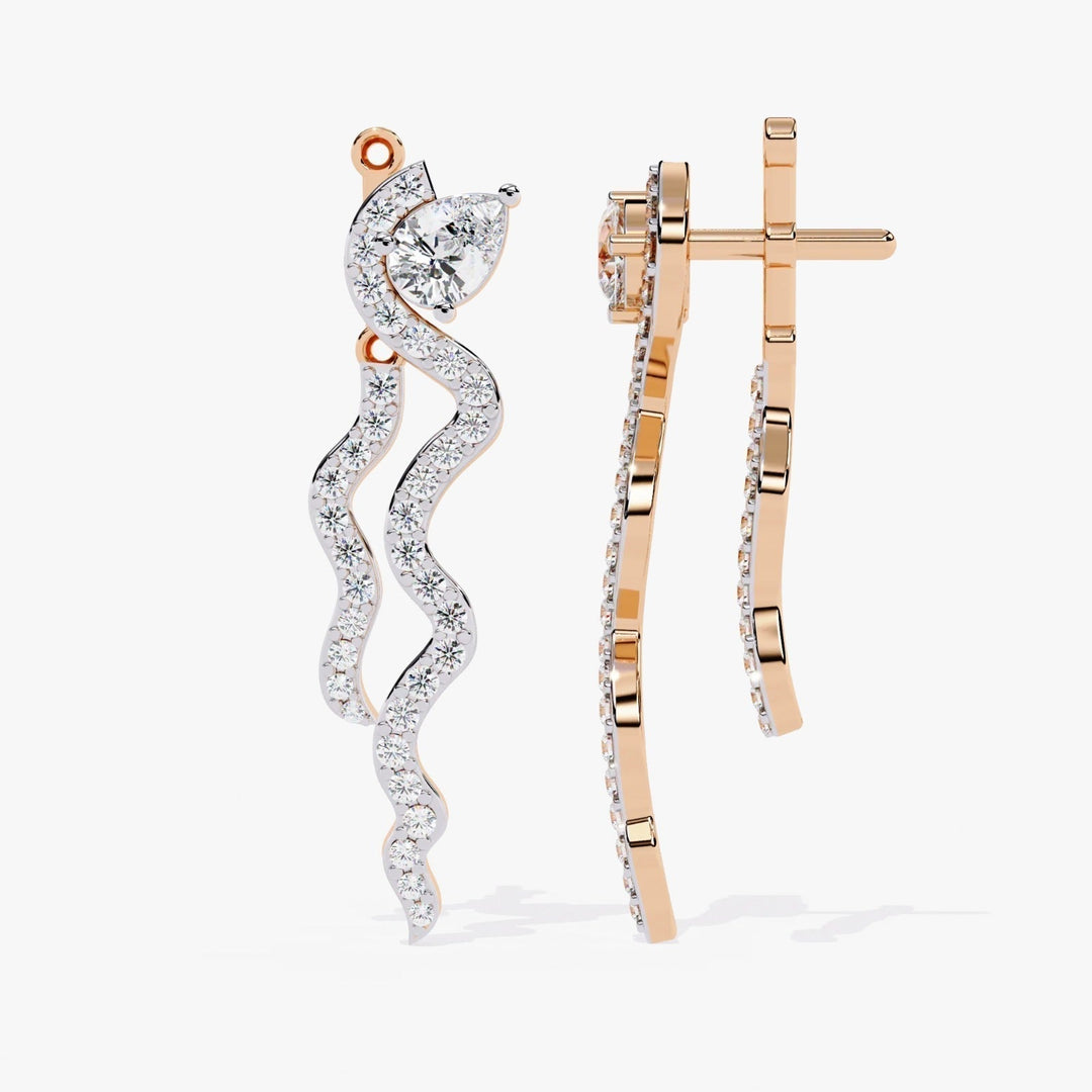 Diamond By Tilesh Wave-Form Diamond Earrings with Pear-Cut Top – Modern Glamour