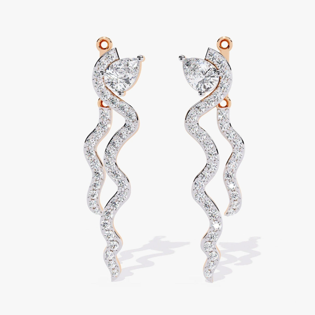 Diamond By Tilesh Wave-Form Diamond Earrings with Pear-Cut Top – Modern Glamour