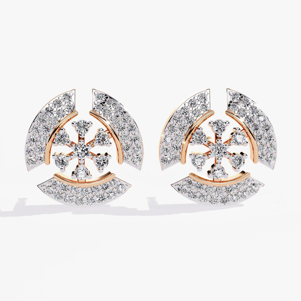 Diamond By Tilesh Floral Burst Diamond Stud Earrings – Artistic Cluster Design