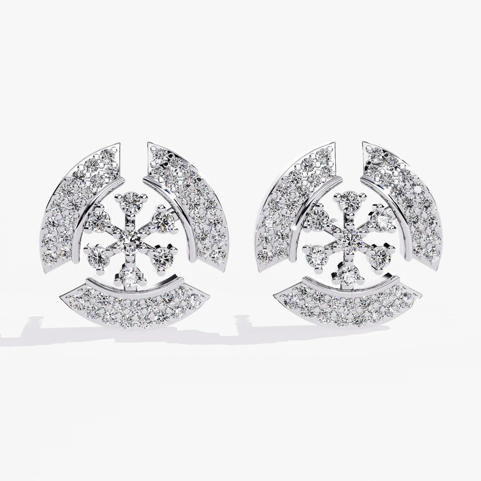 Diamond By Tilesh Floral Burst Diamond Stud Earrings – Artistic Cluster Design
