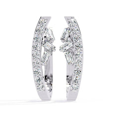 Diamond By Tilesh Elegant Gold & Diamond Hoop Earrings with Baguette and Round Cut Stones