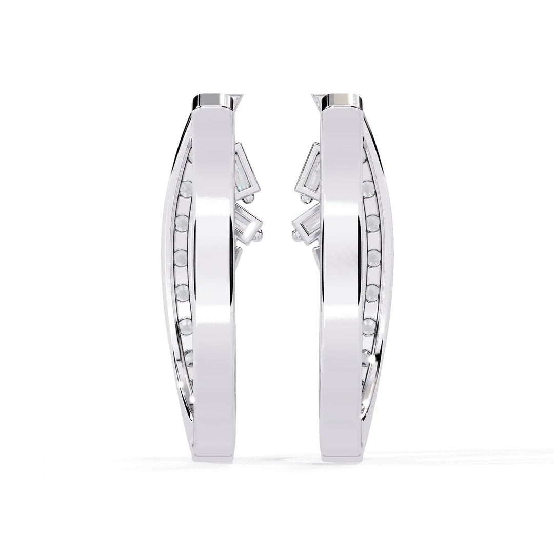 Diamond By Tilesh Elegant Gold & Diamond Hoop Earrings with Baguette and Round Cut Stones