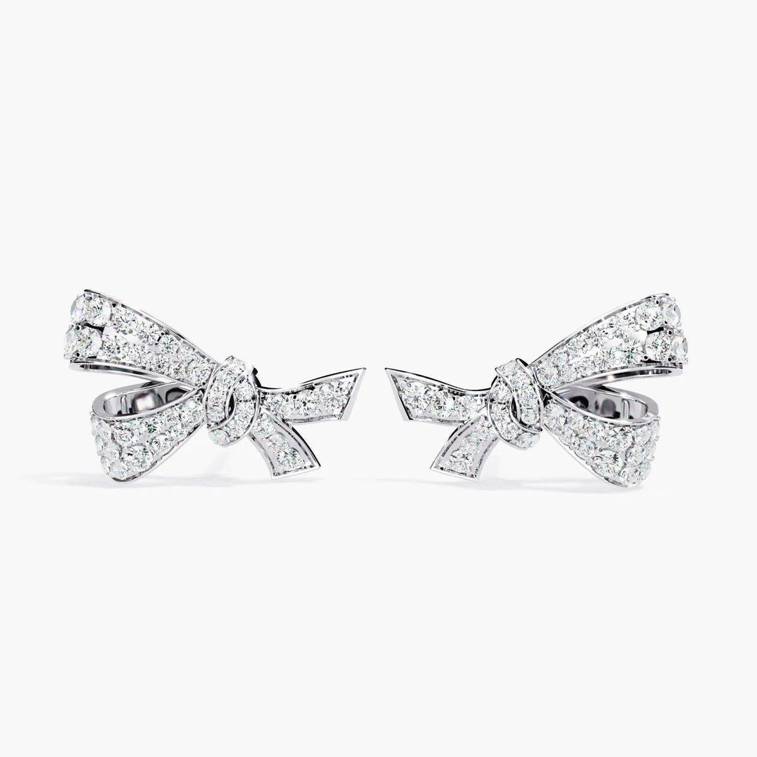 Diamond By Tilesh Diamond Bow Knot Stud Earrings – Pave-Set Sparkle
