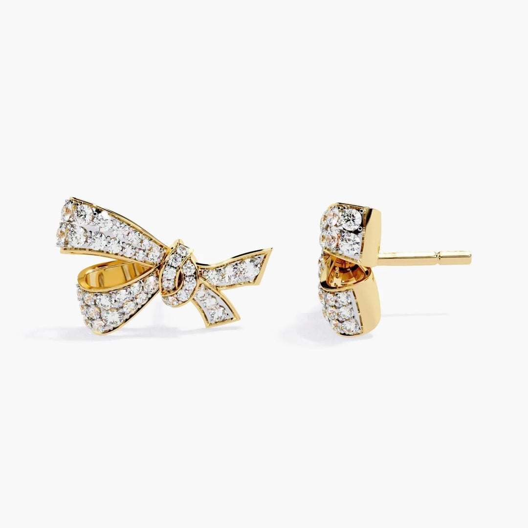 Diamond By Tilesh Diamond Bow Knot Stud Earrings – Pave-Set Sparkle