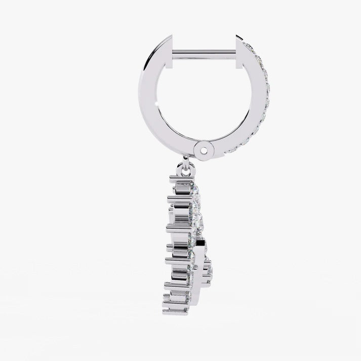 Diamond By Tilesh Diamond Circle Drop Hoop Earrings – Modern Halo Dangle