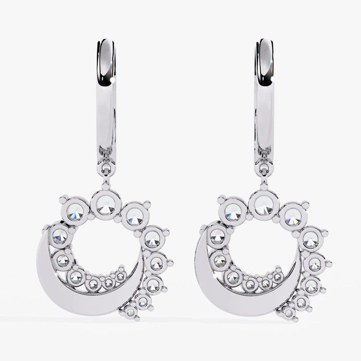 Diamond By Tilesh Diamond Circle Drop Hoop Earrings – Modern Halo Dangle