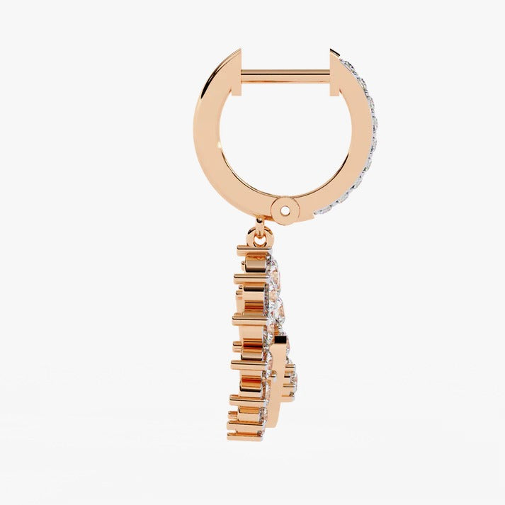 Diamond By Tilesh Diamond Circle Drop Hoop Earrings – Modern Halo Dangle