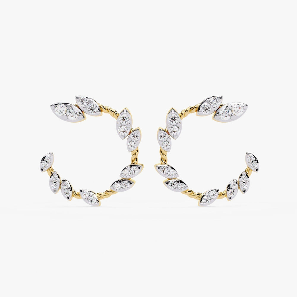 Diamond By Tilesh Marquise Diamond Leaf Hoop Earrings – Twisted Vine Design