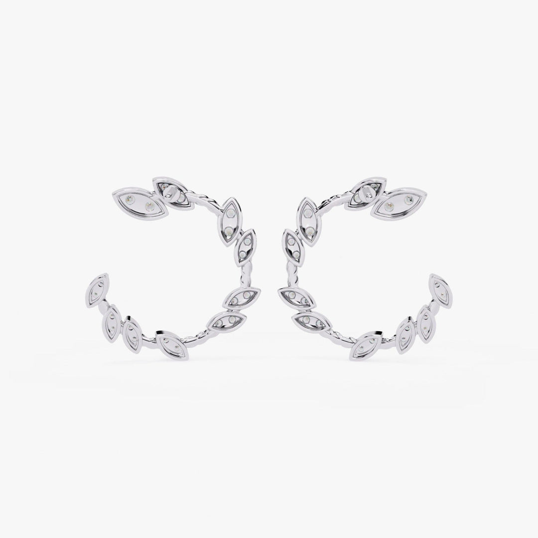 Diamond By Tilesh Marquise Diamond Leaf Hoop Earrings – Twisted Vine Design